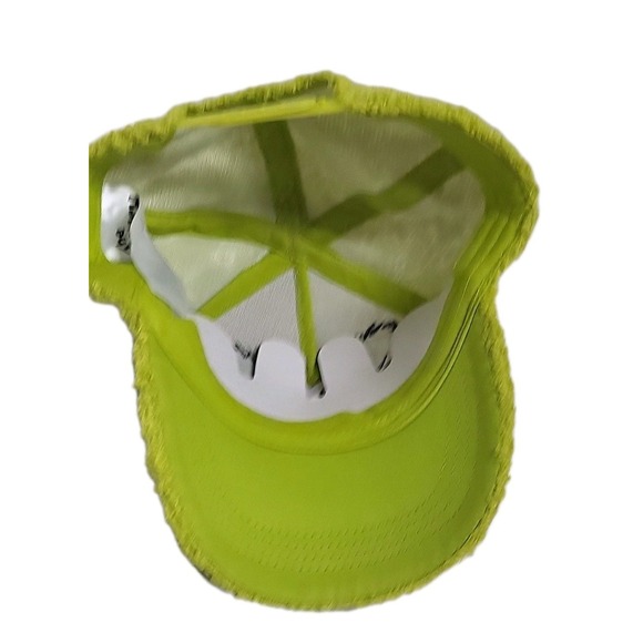 Dr Suess FUZZY The Grinch Hat Adjustable Cap Yellow Green Fuzzy NWT - Picture 6 of 8